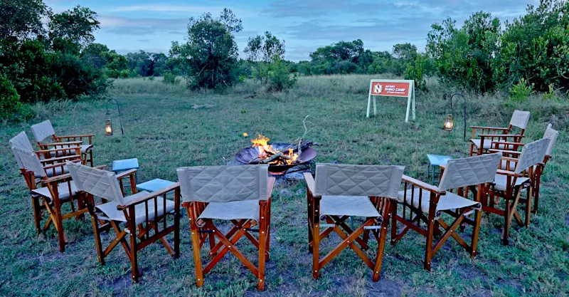 Guest outdoor lounge at Nat Hab's Rhino Camp—Ol Pejeta Conservancy