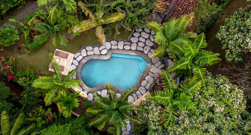 Aerial view of the outdoor pool