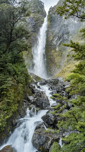 Thunder Creek Falls, Mount Aspiring National Park, New Zealand.