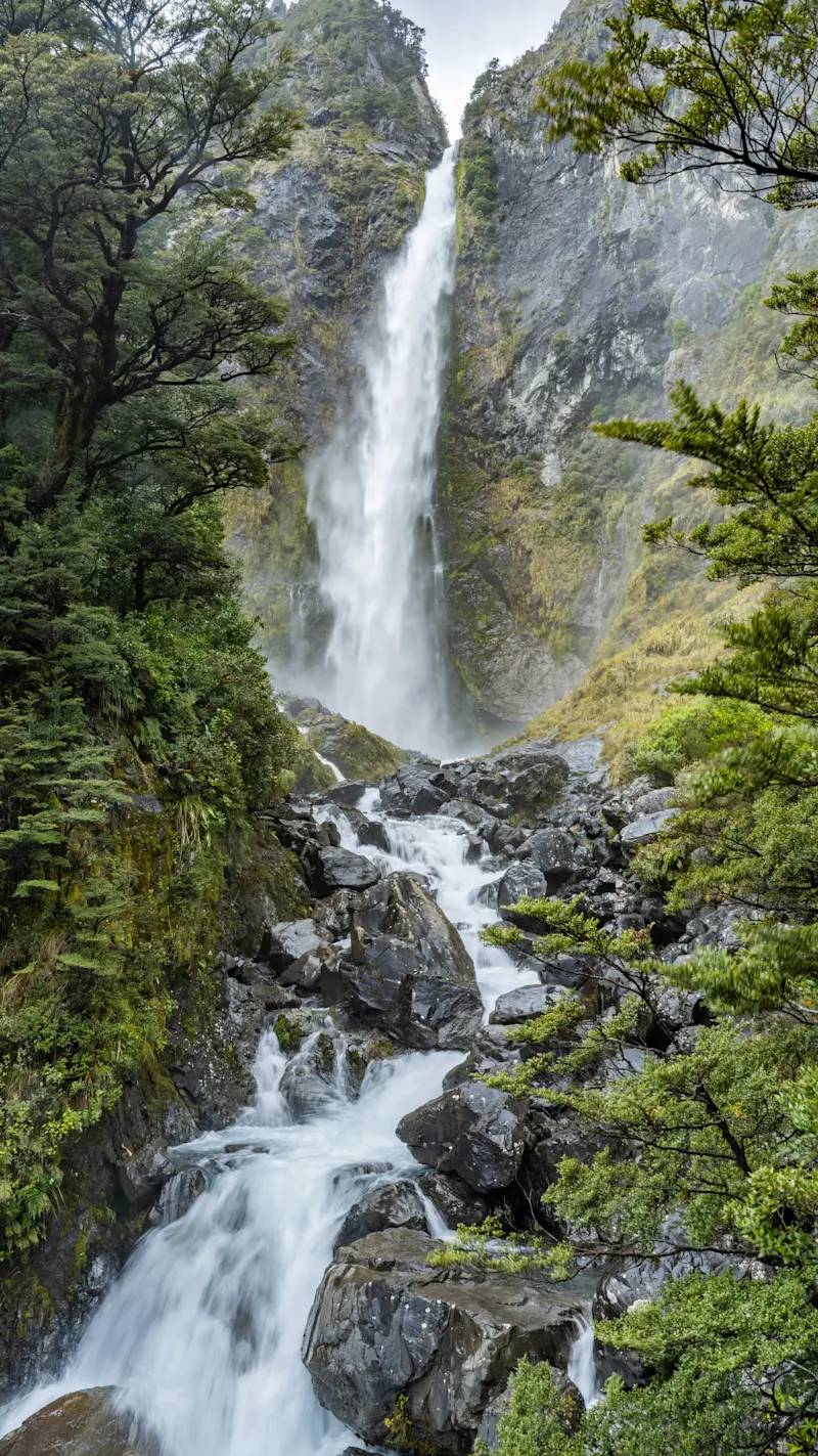 Thunder Creek Falls, Mount Aspiring National Park, New Zealand.