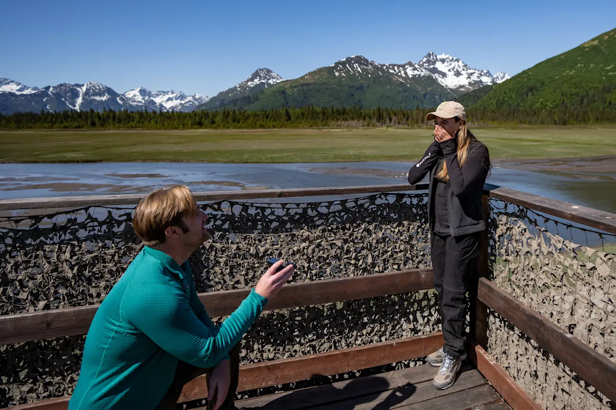 Yes, there were bear witnesses. No, they didn’t object. Proposed at Bear Camp in Alaska. 
