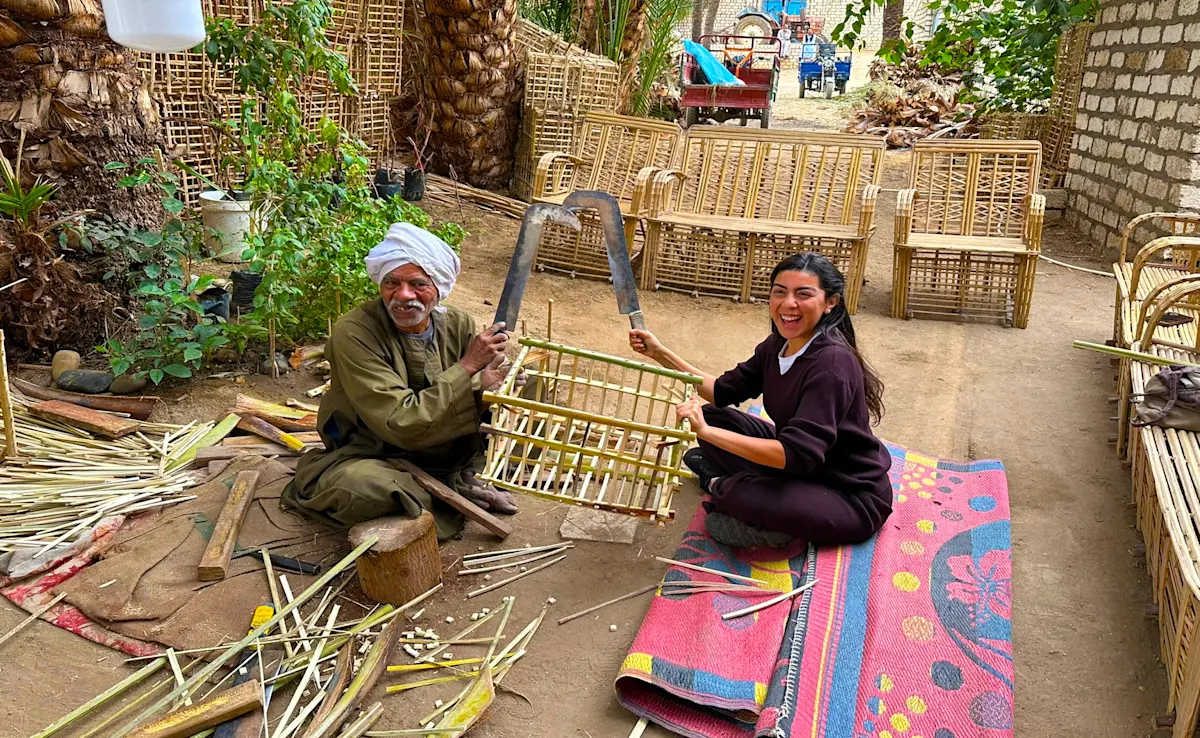 Palm-frond furniture making, Faris Village, Egypt.