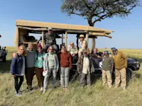 Our group soaking in the moment and enjoying a scenic breakfast together in Tanzania, Africa.