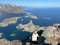 Overlooking Reine in Lofoten Islands, Norway.