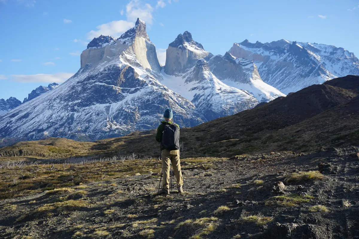 Enjoying the views in Torres del Paine National Park, Chile.