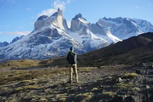 Enjoying the views in Torres del Paine National Park, Chile.