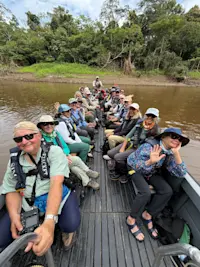 Two groups together on the Amazon in Peru. 