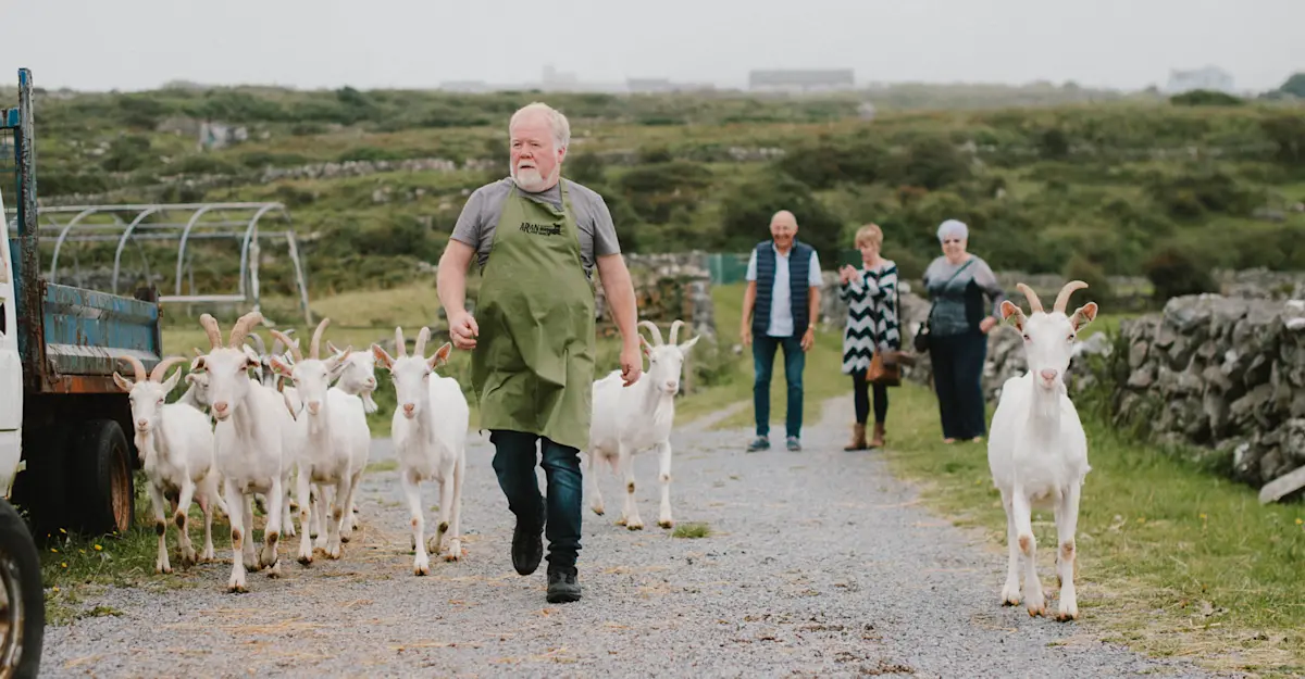 Goat cheese farmer, Aran Island, Ireland.