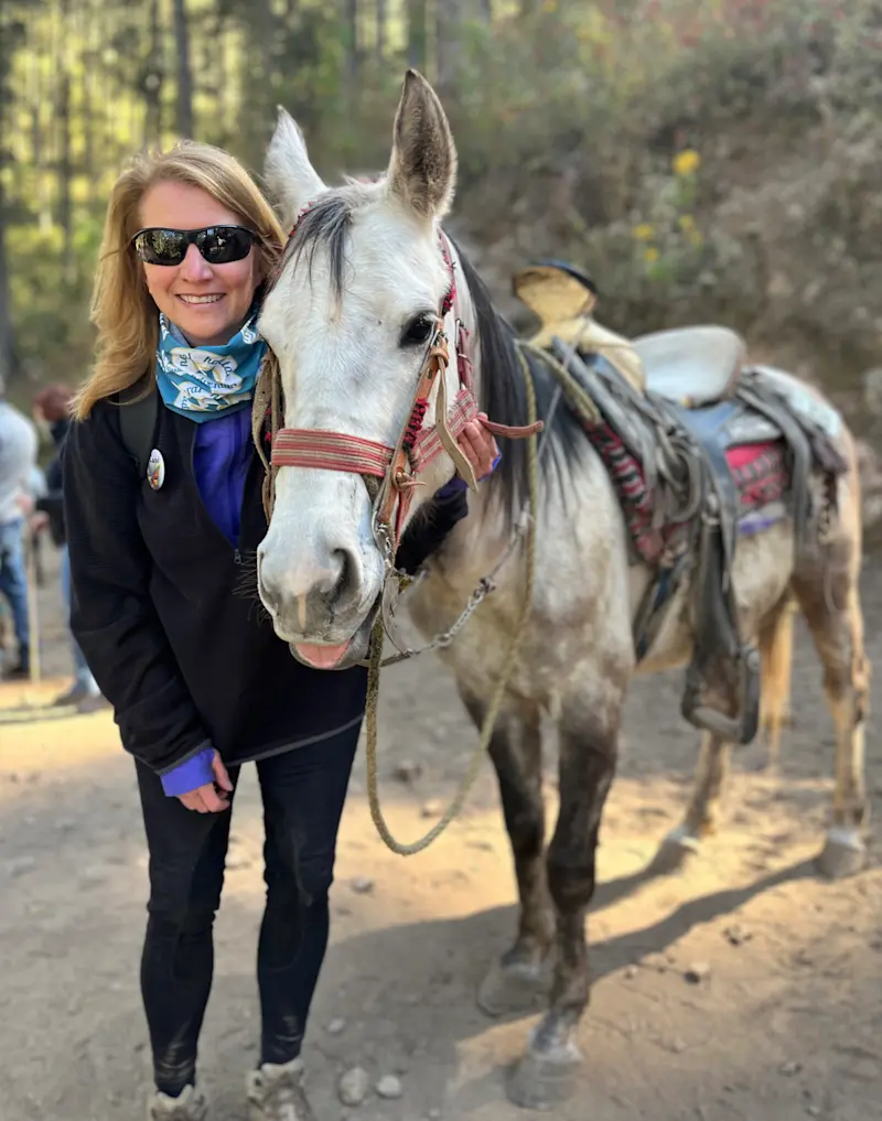 My horse, Pal, after riding up the mountain in El Rosario Sanctuary, Mexico.