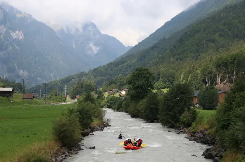 Rafting down the White Lütschine River in Grindelwald, Switzerland. 