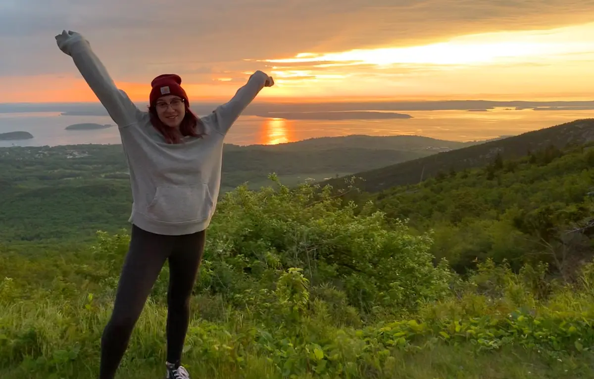 Watching the sunrise on Cadillac Mountain in Acadia National Park, Maine