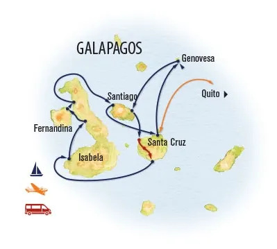 Trip map for Galapagos Discovery: The Nat Hab Experience