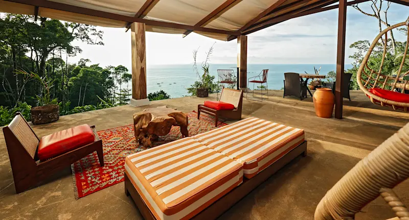 Outdoor lounge with ocean view