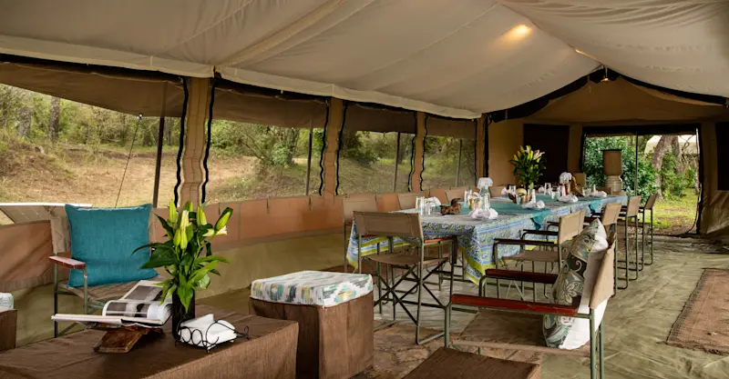 Dining tent at Nat Hab's Migration Camp—Maasai Mara