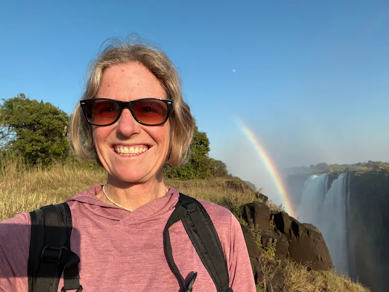 Rainbows and mists at Victoria Falls, Zimbabwe.