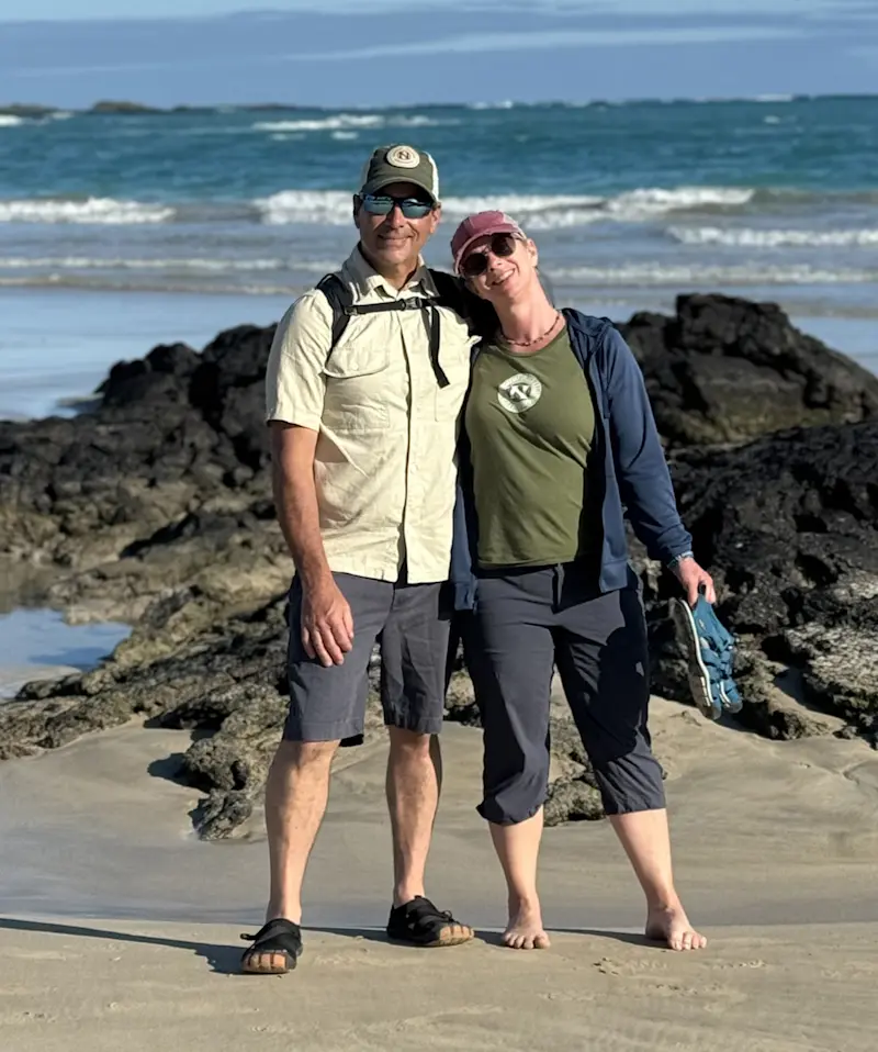 With my husband in the Galapagos. 