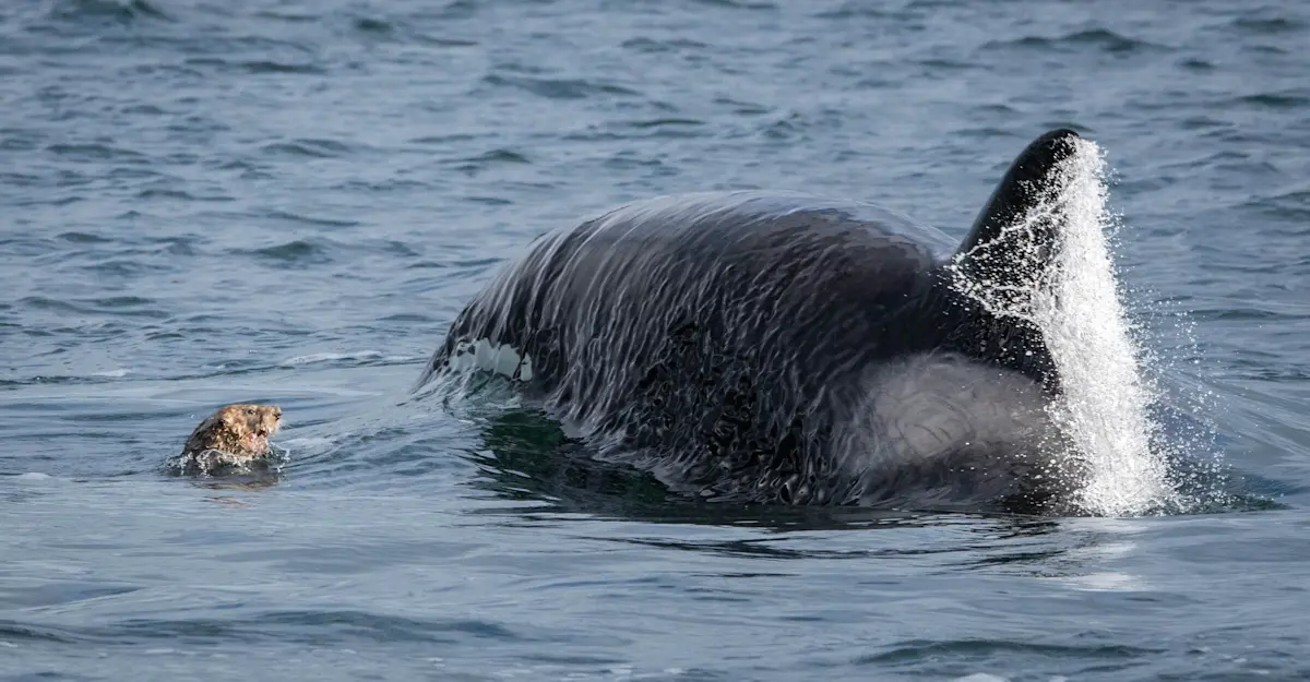 Orca whale and seal.