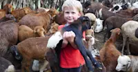 Nat Hab guest visiting Maasai village, Siana Private Conservancy, Kenya.