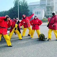 Having fun with the crew in Quebec. 