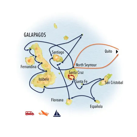 Trip map for Galapagos Wildlife Photo Expedition