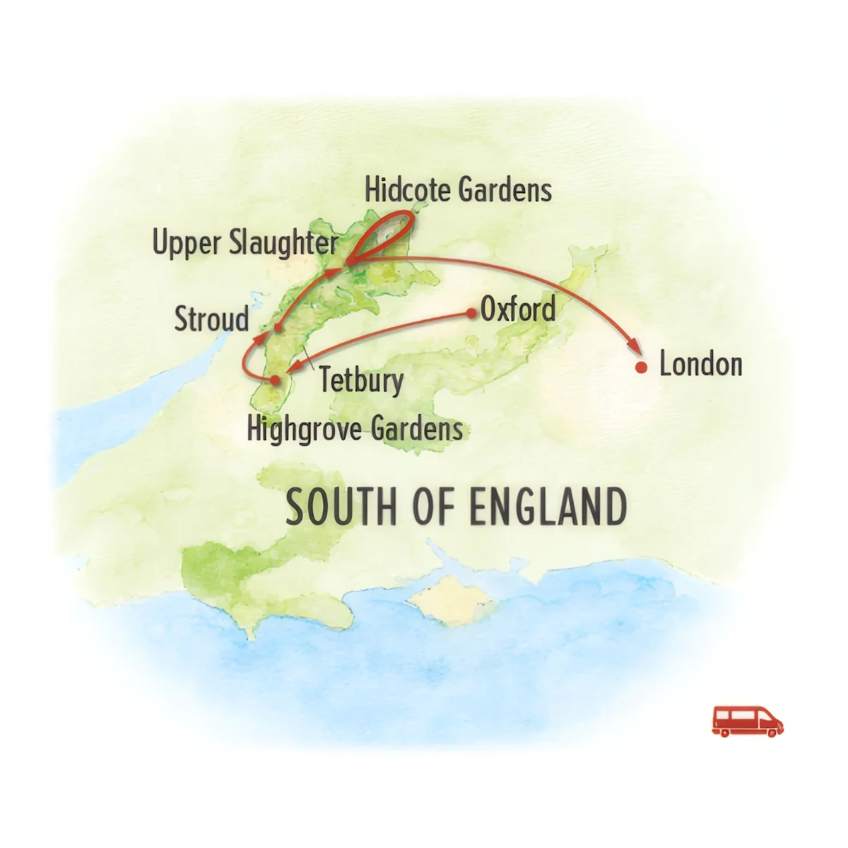 Trip map for The Cotswolds: Exploring England's Classic Countryside