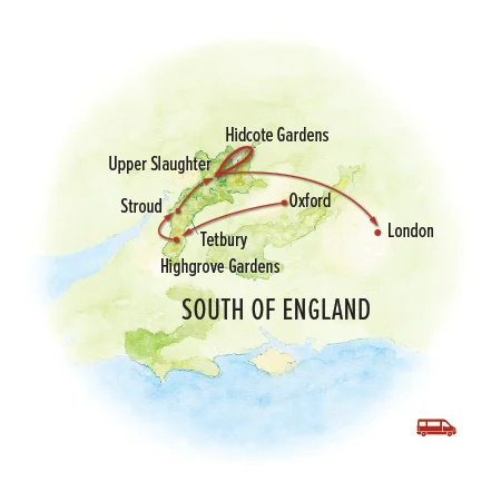 Route map for The Cotswolds: Exploring England's Classic Countryside