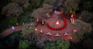 Aerial view of fire pit in the evening