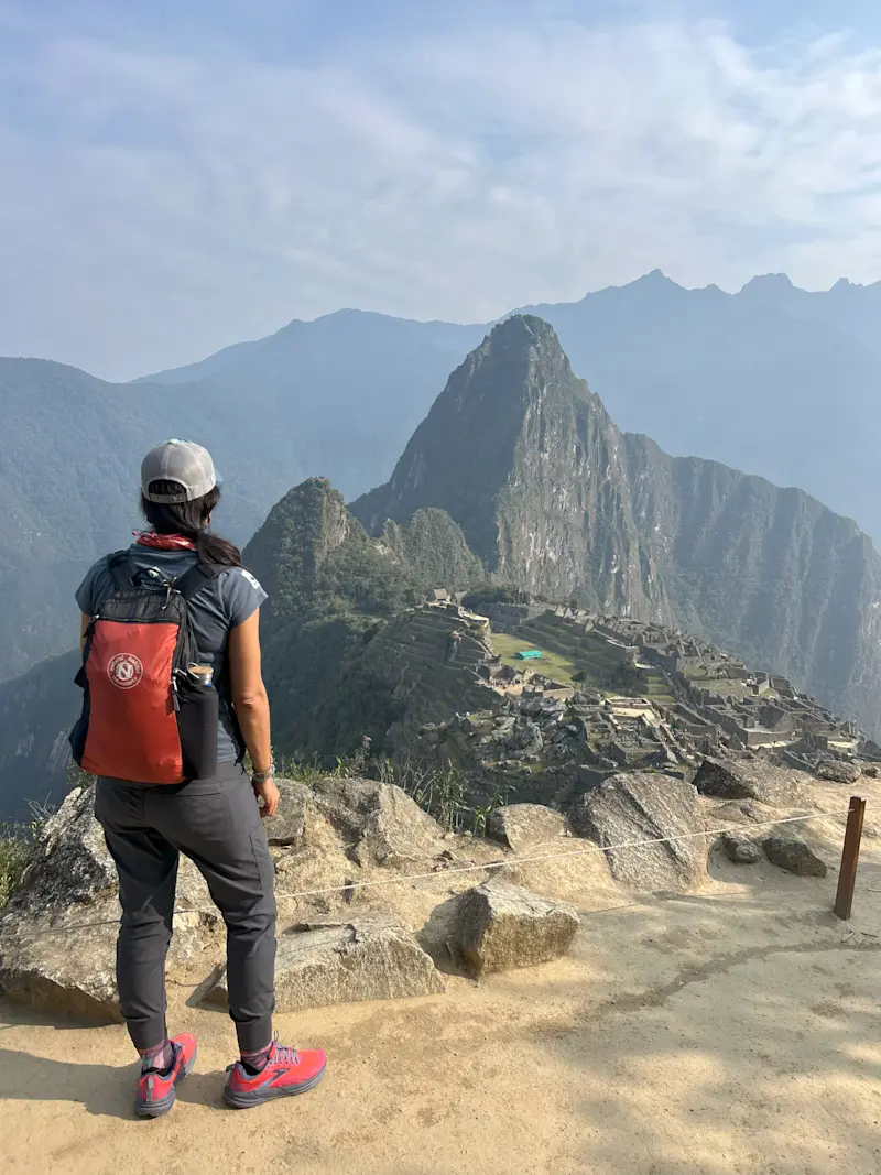 Ancient views, hiking Machu Pichu in Peru. 