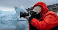 Nat Hab guest, Sermilik Fjord, Greenland.