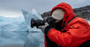Nat Hab guest, Sermilik Fjord, Greenland.