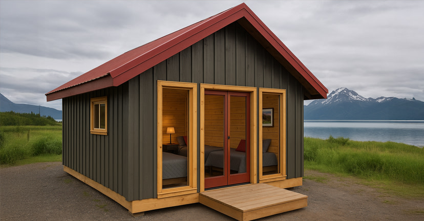 New for 2026 Nat Hab's Alaska Bear Camp – graphic rendering of new cabins