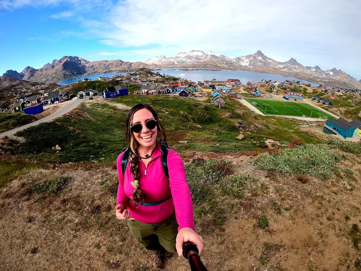 Overlooking the beautiful and colorful town of Tasiilaq in Greenland.