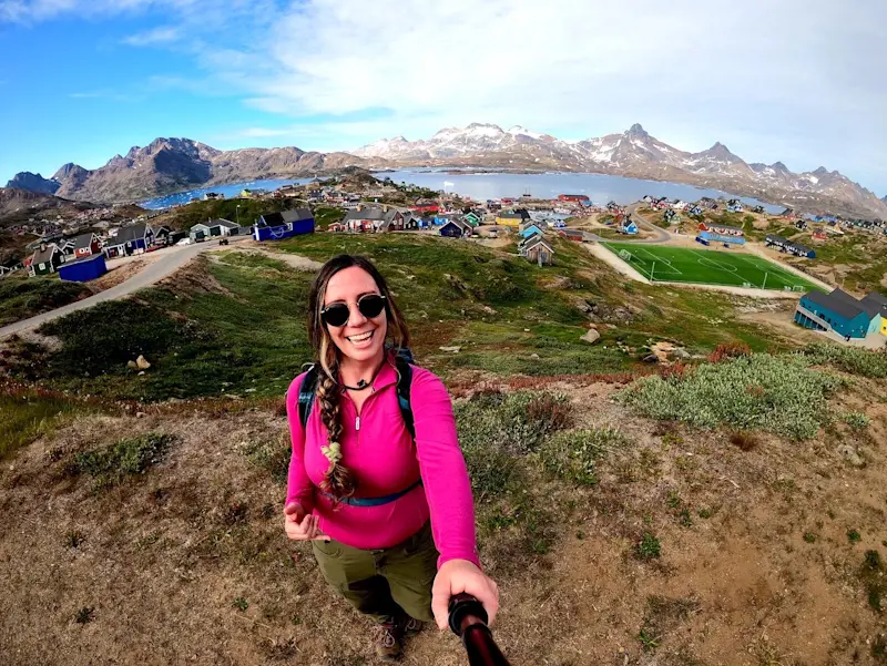 Overlooking the beautiful and colorful town of Tasiilaq in Greenland.
