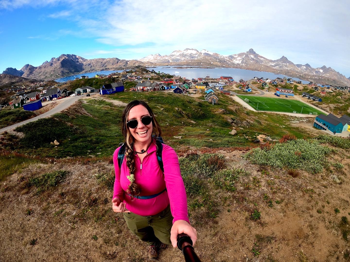 Overlooking the beautiful and colorful town of Tasiilaq in Greenland.