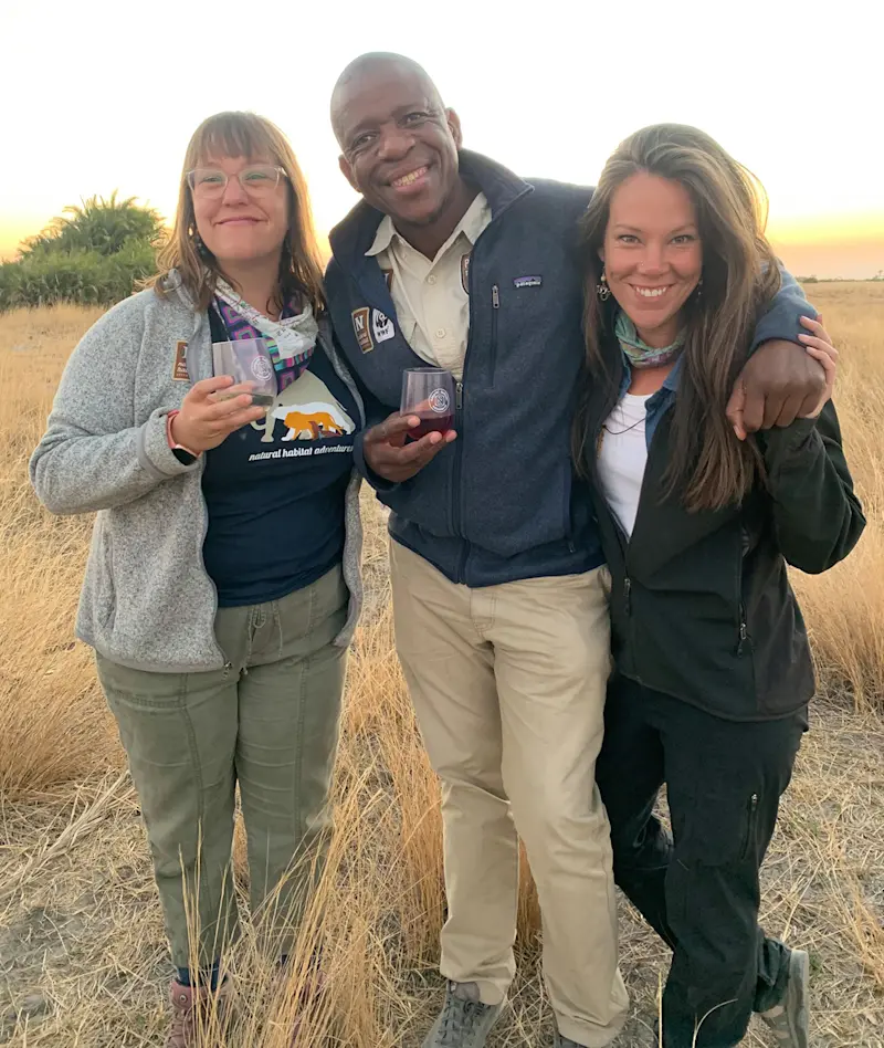 On Safari with fellow Nat Hab staff Kelly Knowles in Botswana.