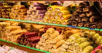 Turkish lokum at the Spice Market, Istanbul, Turkey.