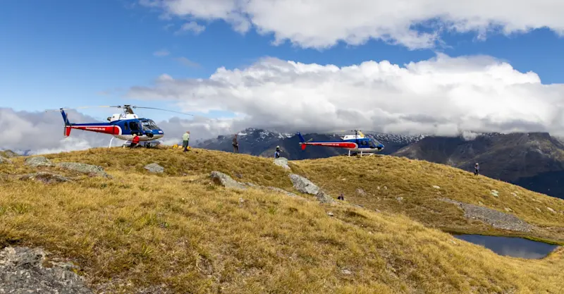 Fiordland Helicopter Landing, New Zealand.