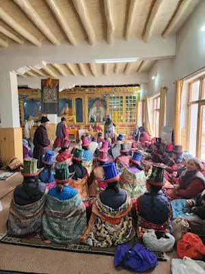 Visiting a Buddhist temple in Ladakh, India. 