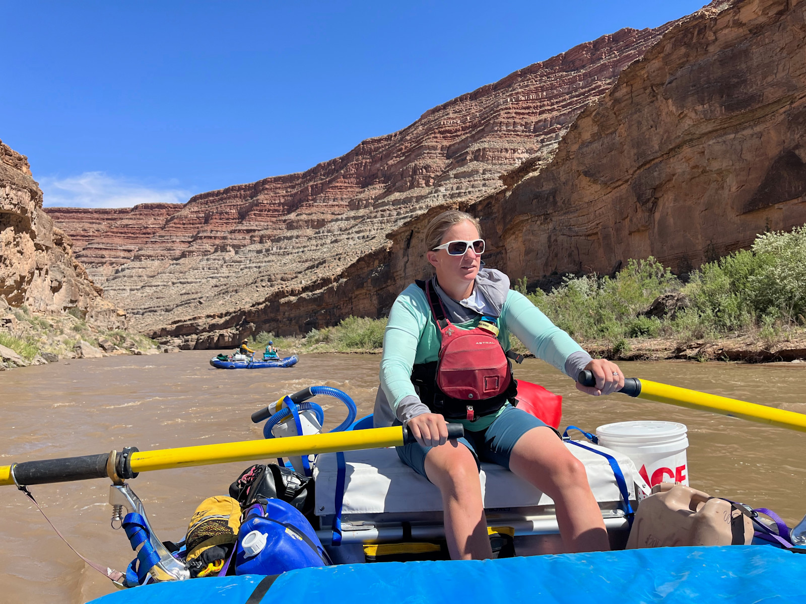 Rowing the San Juan River in Utah.