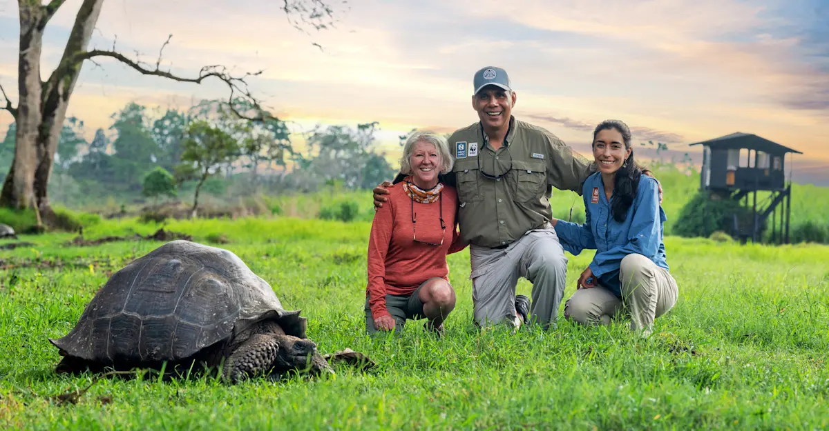 Nat Hab guest and Expedition Leaders, Nat Hab's Tortoise Camp, Santa Cruz Island, Ecuador.