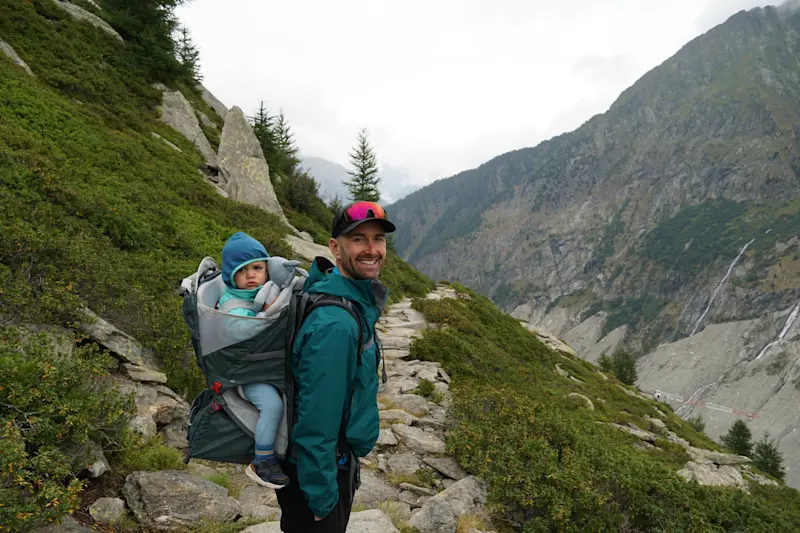 Hiking with my oldest son in the mountains of Chamonix, France.