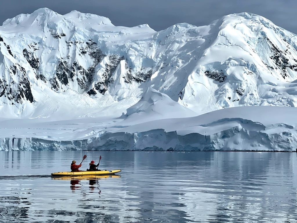 Kayaking the White Continent of the Antarctic Peninsula, Antarctica.