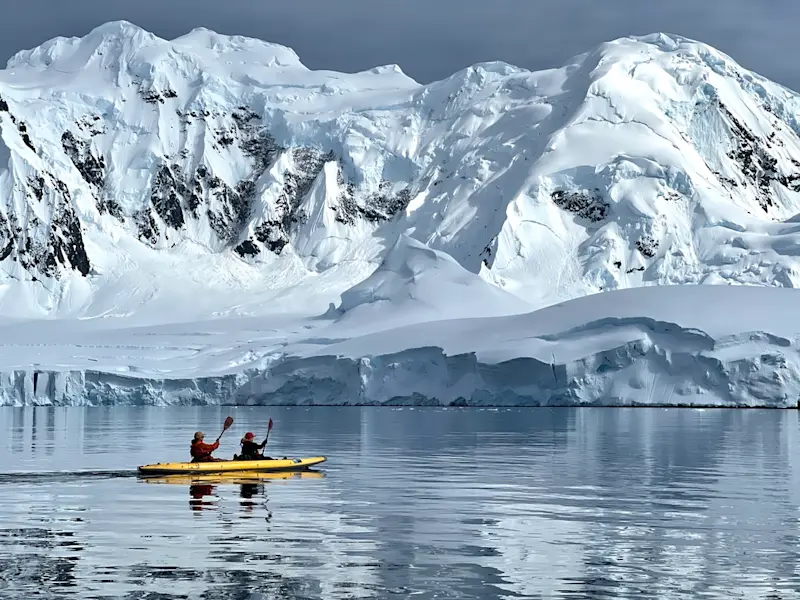 Kayaking the White Continent of the Antarctic Peninsula, Antarctica.