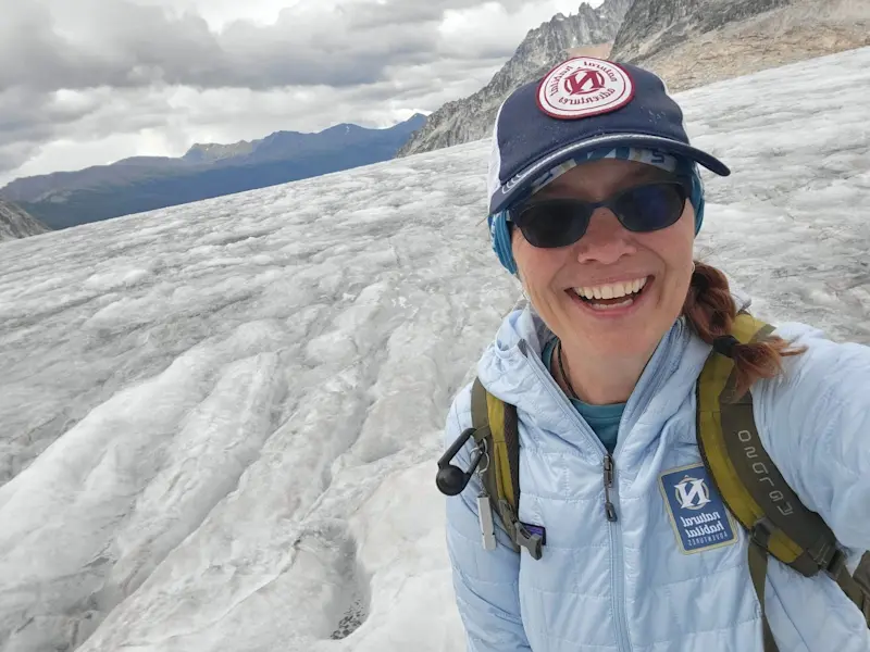 Glacier hiking through the Canadian Rockies, Canada.