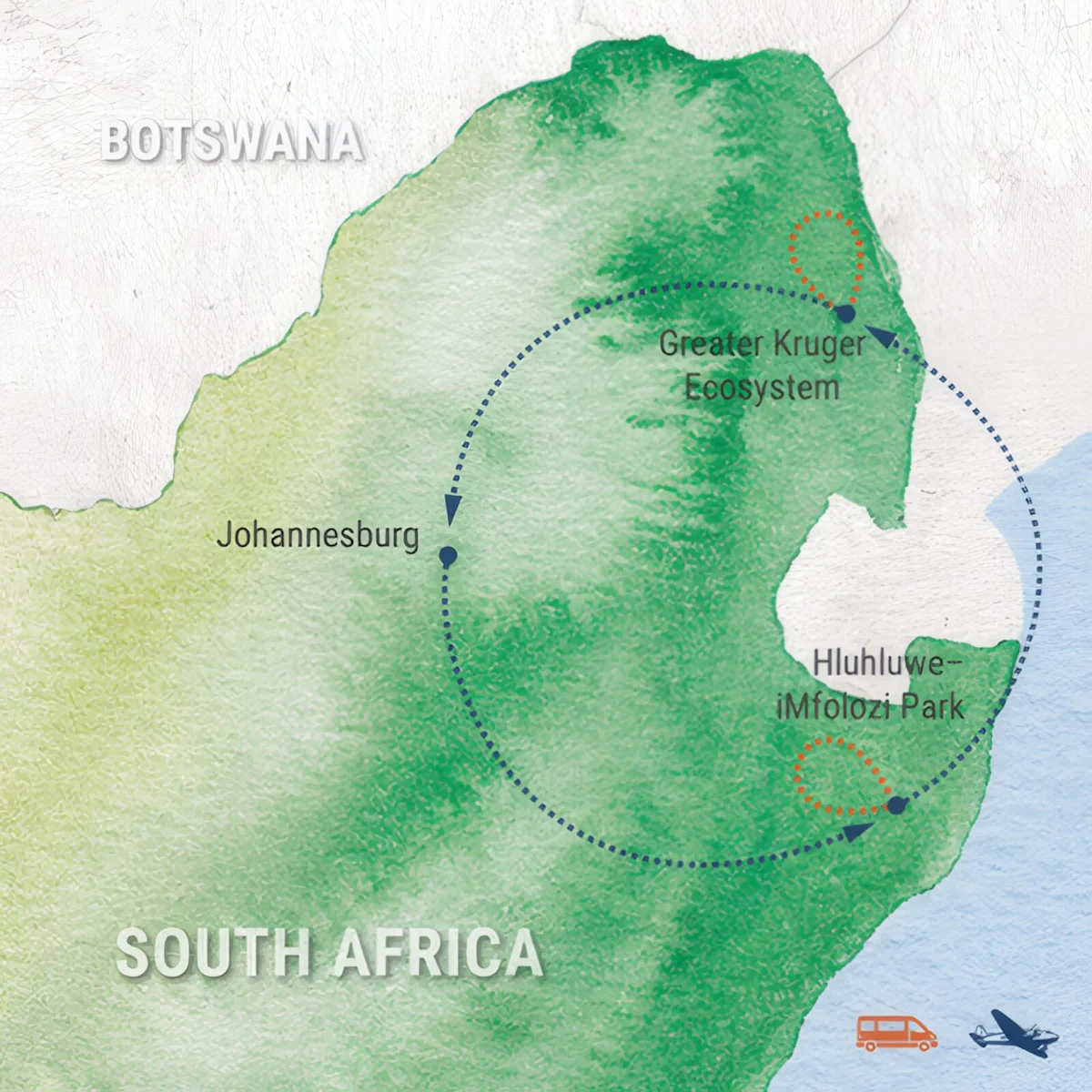 Trip map for Protecting Elephants in South Africa