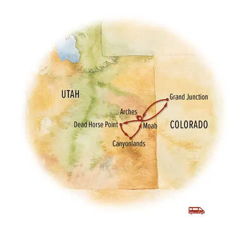 Trip map for Moab, Arches & Canyonlands Escape