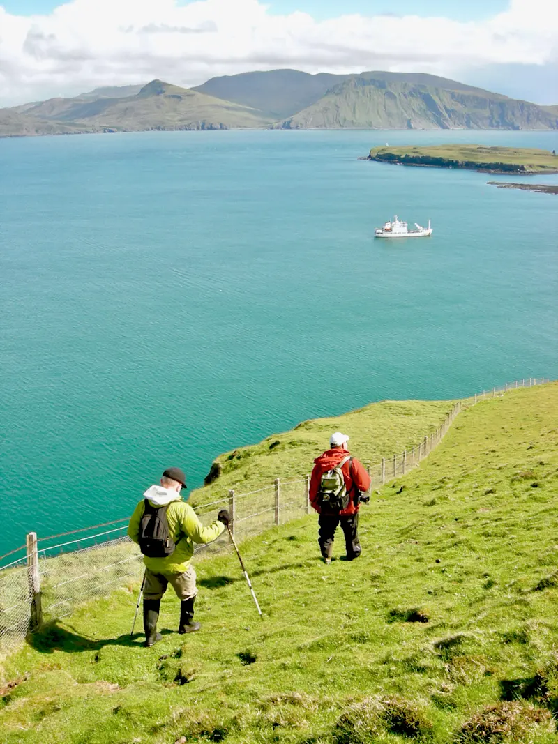 Our ship taking a Nat Hab group from the Outer Hebrides to the Faroe Islands north of Scotland. 