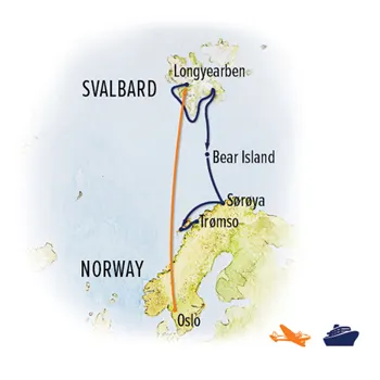 Trip map for Norwegian Discovery: Svalbard & the Northern Fjords