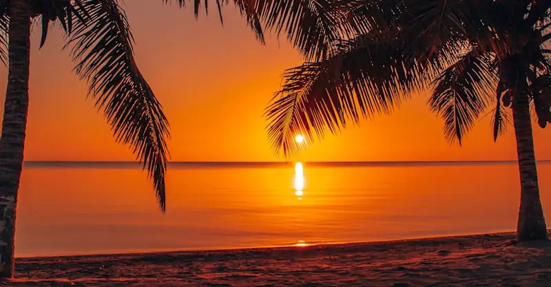 Beach sunset, Placencia, Belize.