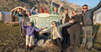 Nat Hab guests at Nat Hab's Base Camp Greenland, East Greenland.
